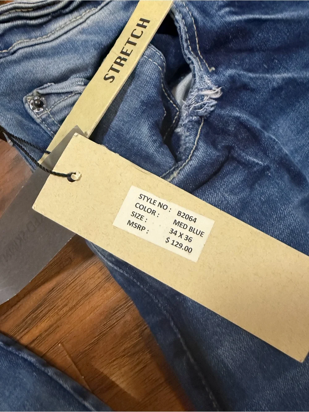NEW Taker Jeans 34x36 Blue Men's Slim Fit Zip Up Leg
